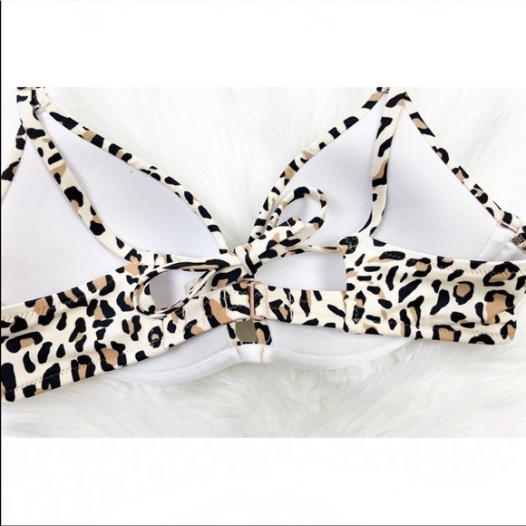 𝅺Shade & Shore Leopard Print Underwire Bikini Top Cream Tan Black Size 34C NWOT - Picture 5 of 8